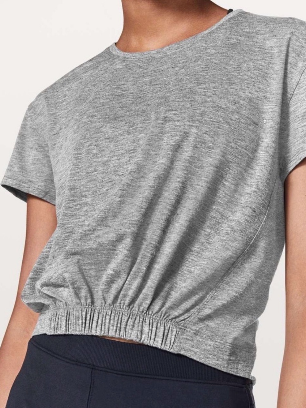 lululemon athletica Heather Gray Short Sleeve Cinch-Hem Tee